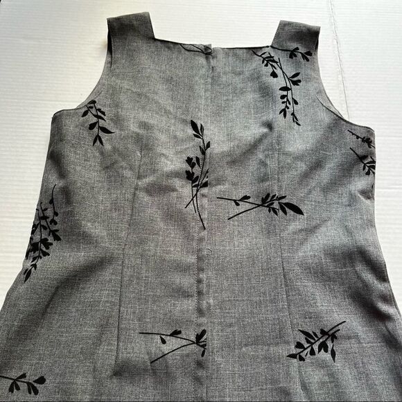 AB Studio Jumper Dress Size 10 gray with black stems and leaves beautiful - Picture 10 of 11